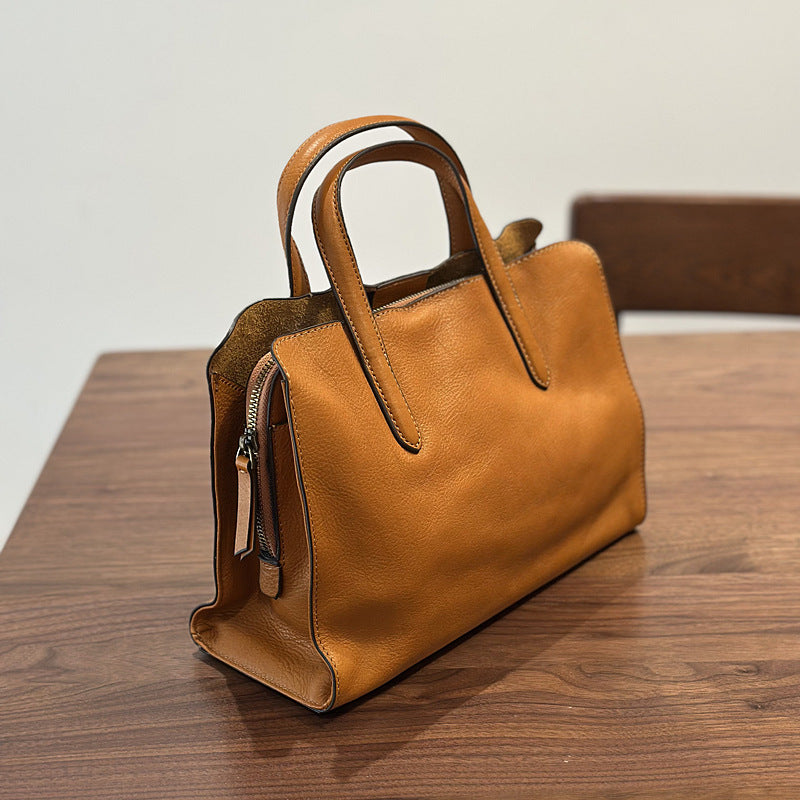 Full Grain Leather Tote Bag Casual Leather Shoulder Bag Stylish Women Leather Handbag Gift for Her